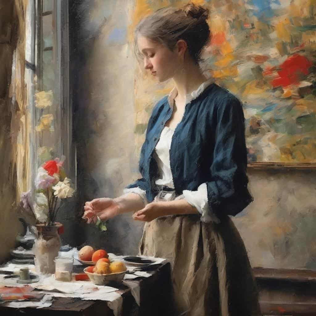 Ανθρωπος δίπλα σε παράθυρο, γυναικεία μορφή, εσωτερικό, φεμινιστική τέχνη, ταυτότητα, ελευθερία, καλλιτεχνική εικονογράφηση, γυναικεία έκφραση.